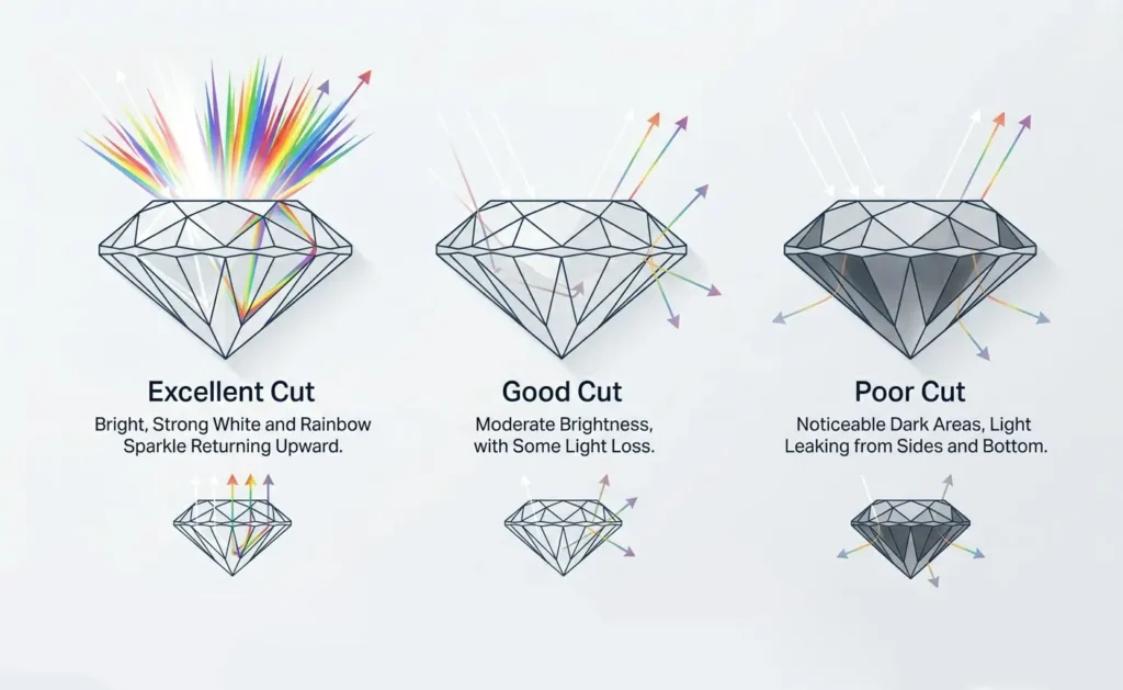 Diamond cut quality comparison graphic