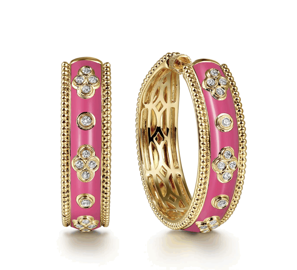 Gabriel Yellow Gold Bujukan Diamond Classic Hoop Earrings