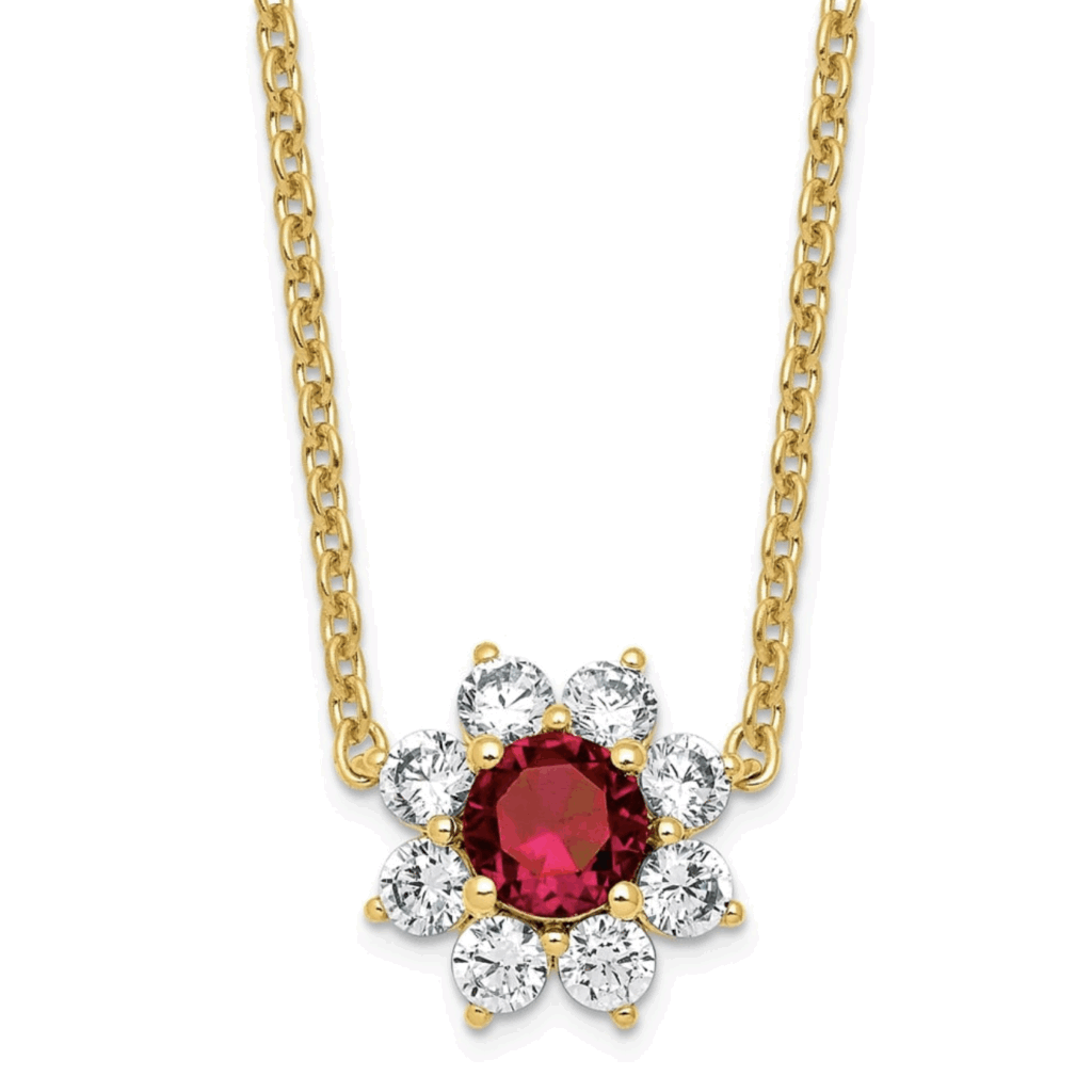 Ruby Floral Pendant Necklace