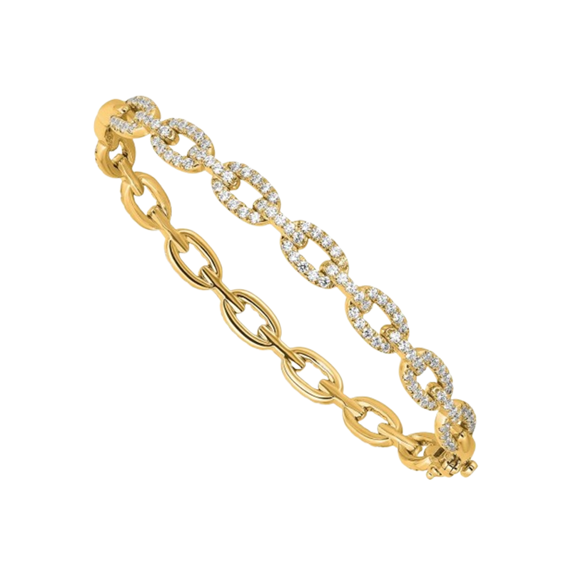 14K Lab Grown Diamond Bangle Link Bracelet