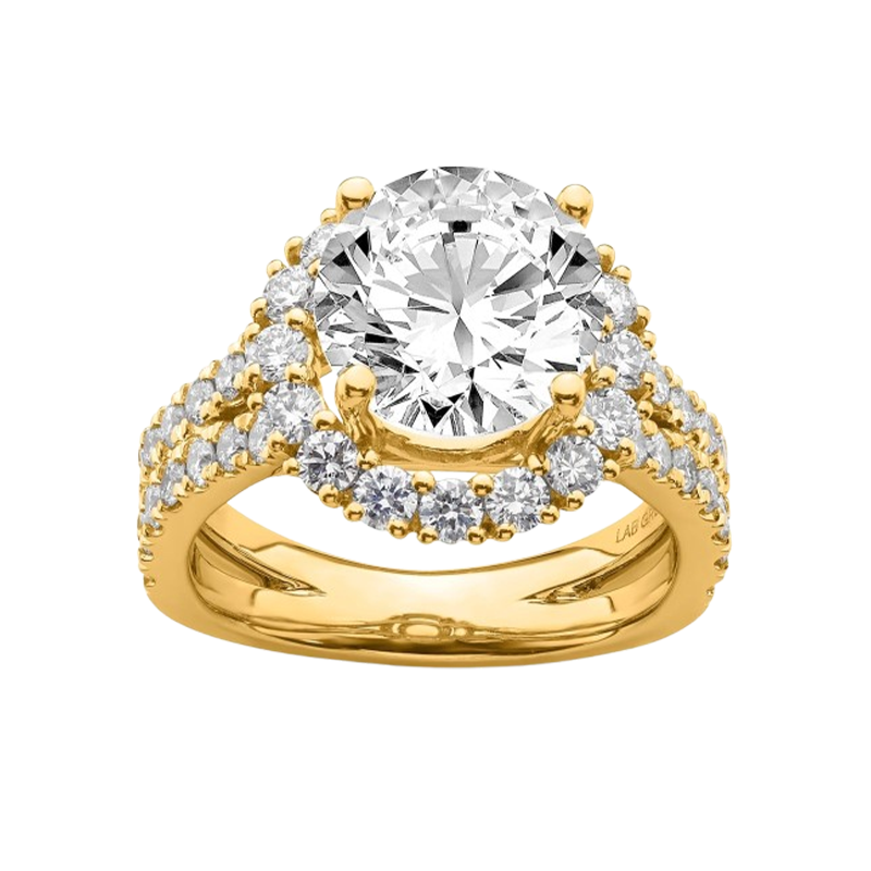 14k YG Lab Grown Diamond VS/SI+ G+ Complete Halo Eng Ring