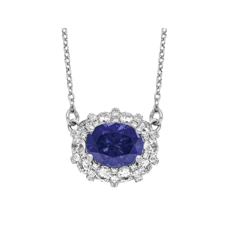 14K 1ct Lab-Grown Diamond Sapphire Necklace