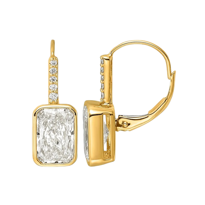 14ky Certified Radiant Lab Grown VS/SI+ G+ Diamond Complete Earrings