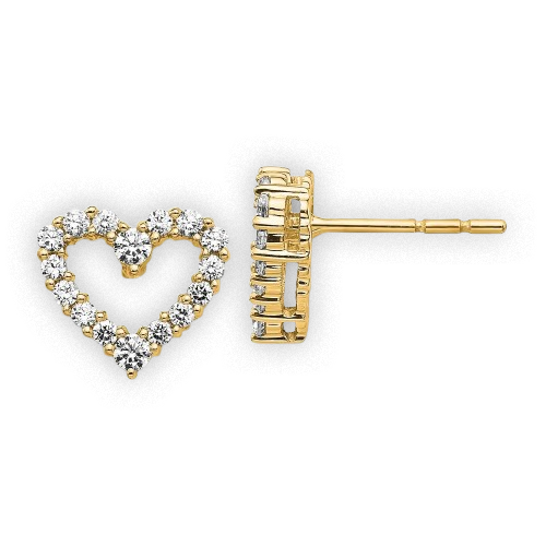 10k Yellow Gold Lab Grown Diamond Heart Earrings