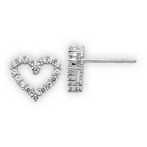 10k White Gold 1/2 ct Lab Grown Diamond VS/SI+ G+ Heart Post Earrings