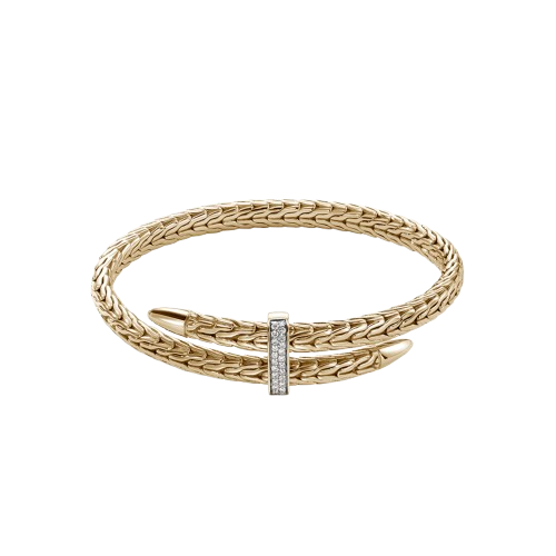 Spear Flex Cuff, Gold, Diamonds, 5.5MM