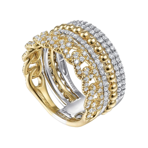 14K White Yellow Gold Diamond Easy Stackable Ring 1ct-Bujukan