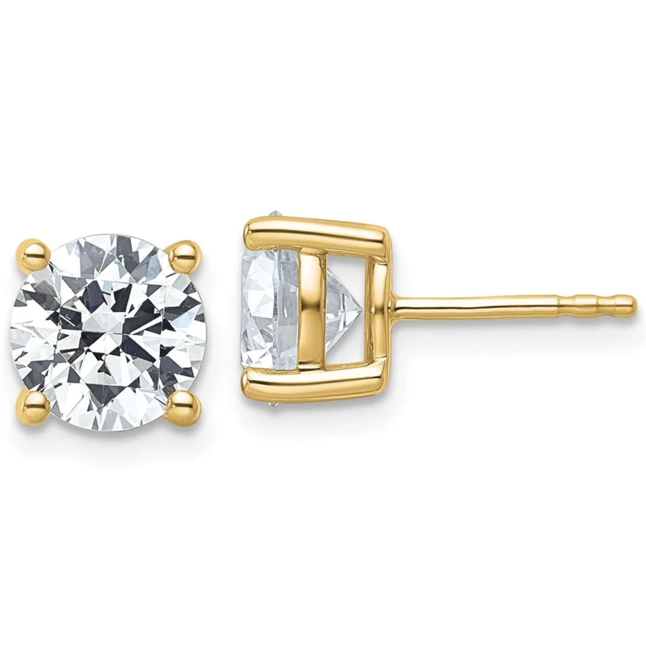 14k 4ct Cert Lab Grown Dia VS/SI+ G+ Round Comp Heavyweight Earrings