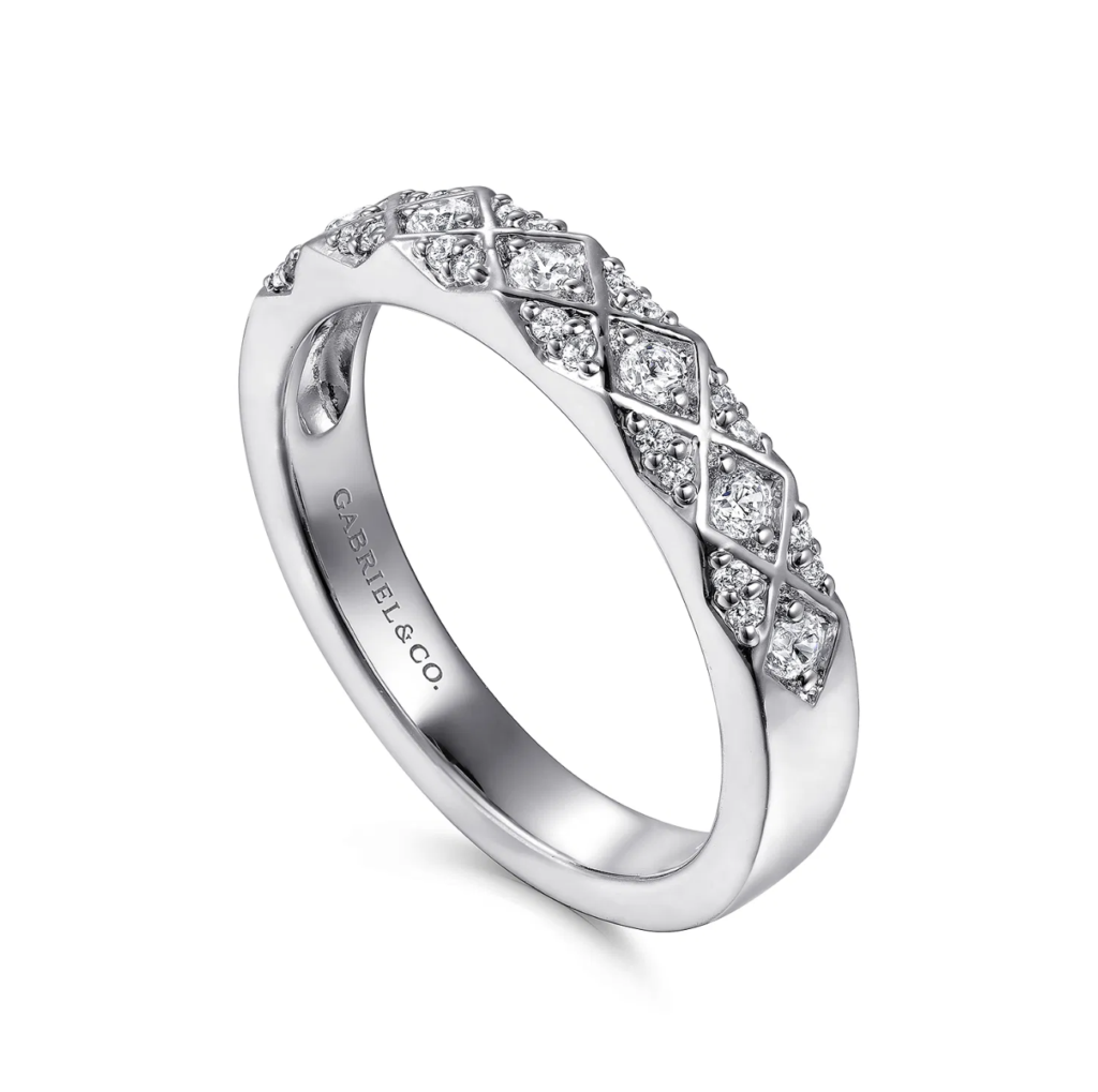 14K White Gold Diamond Stackable Ring