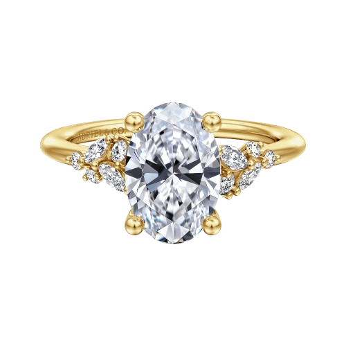 Meera - 14K Yellow Gold Oval Diamond Engagement Ring