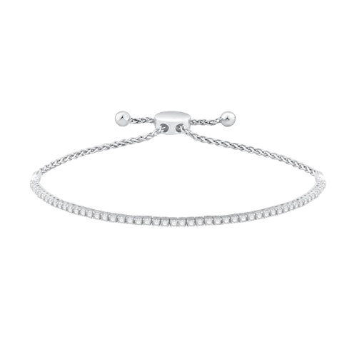 1/1 cttw 10KT White Gold Bolo Bracelet Lab Grown Diamond