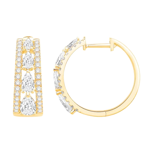 2.00 CTTW 14KT Yellow Gold Hoop Earring - Lab Grown Diamonds