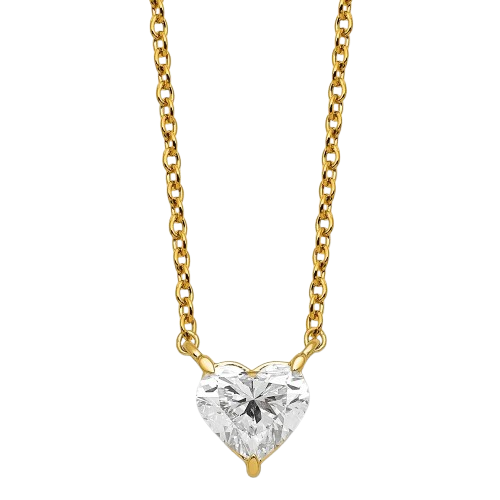 14ky Heart Certified Lab Grown VS/SI+ G+ Complete Diamond Pendant with Chai