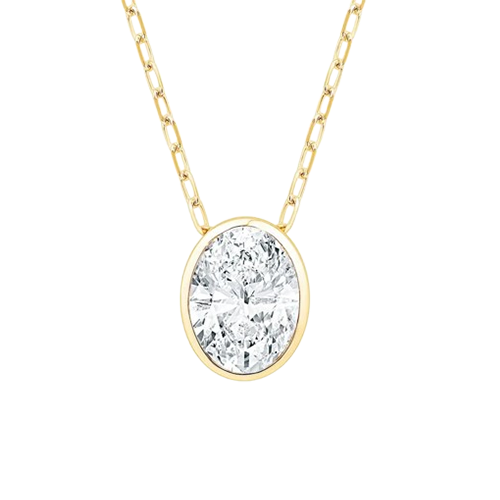 14kt. YG 1 1/2cttw. Solitaire Pendant - Oval Lab Grown Diamond