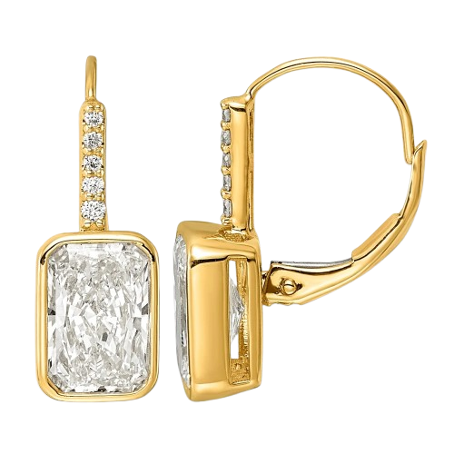 14ky Certified Radiant Lab Grown VS/SI+ G+ Diamond Complete Earrings