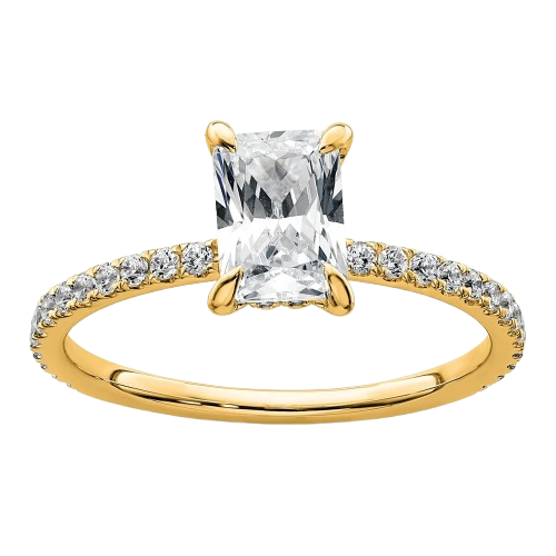  14k 1 1/3ct Cert Lab Grown Dia VS/SI+ G+ Comp Solitaire with Flair Engagement Ring