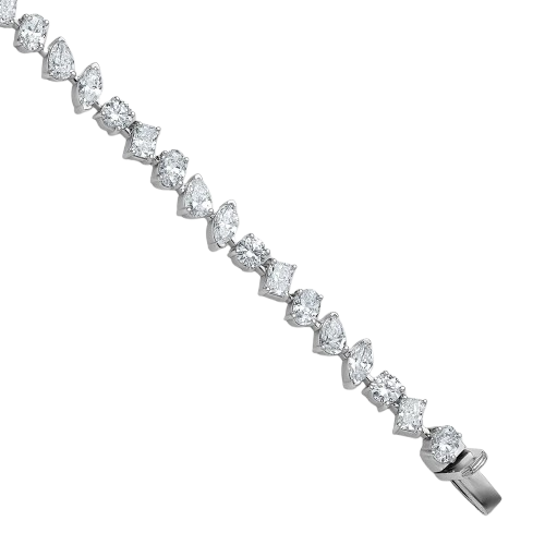 14kw 5 1/3ct Lab Grown Dia VS/SI+ G+ Comp Multiple Shape Tennis Bracelet