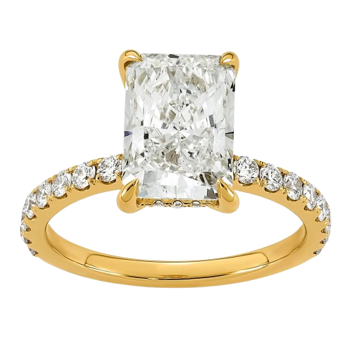 14K Certified Lab Grown Dia VS/SI+ G+ Flair Round Complete Eng Ring