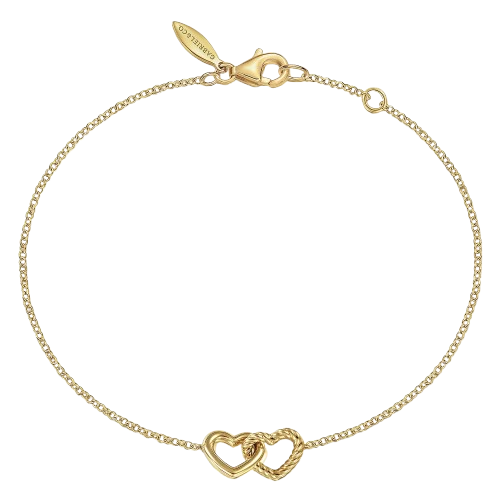 14K Yellow Gold Hearts Chain Bracelet